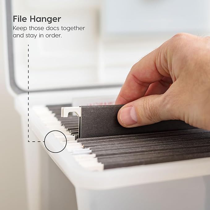 IRIS USA File Box WeatherPro Portable File Organizer Plastic File Box for Letter File w/ Organizer-Lid, Durable Lid and Seal 