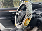Handmade Crochet Sun Moon Car Steering Wheel Covers Universal 14-15 inch,Cute Steering Wheel Cover,Car Accessories (Steering Wheel Cover+2 Belt Cover)