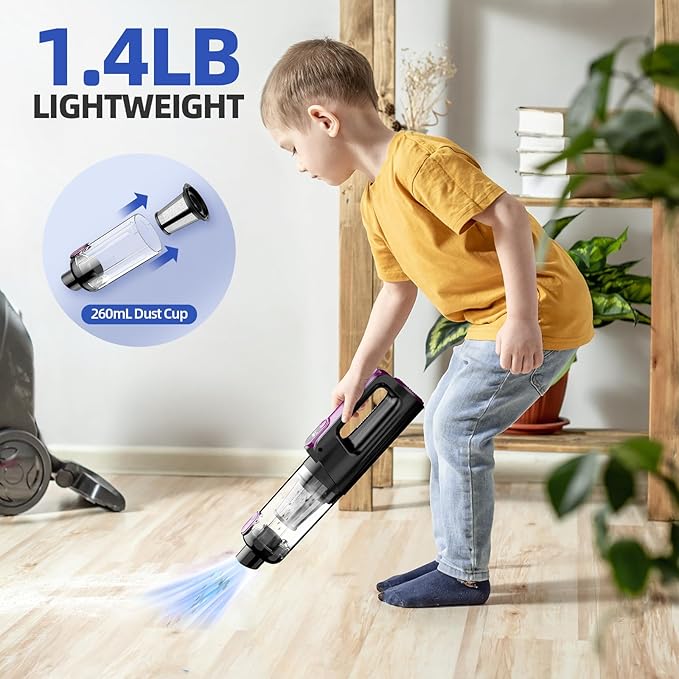 Cordless Handheld Vacuum Cleaner, 18000Pa 2 in 1 Car Vacuum Cleaner&Air Duster, 130W Brushless Motor with 7800mAh Battery, LE