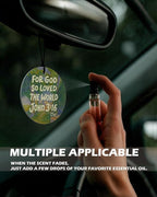 Jesus Christian Round Citrus Car Air Freshener 4 Pcs, Colorful Floral Religious Hanging Air Freshener for Cars Bathroom Dorm 