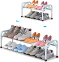 YEASHEIN 1-Tier Expandable Shoe Rack for Closet Floor, Λ-Frame Metal Small Shoe Rack for Entryway, Adjustable Shoe Shelf Orga