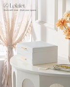 Lolalet 2-Layer Jewelry Box Organizer for Women Girls, Jewelry Storage Case Holder with Drawers for Necklaces Ring Earrings B