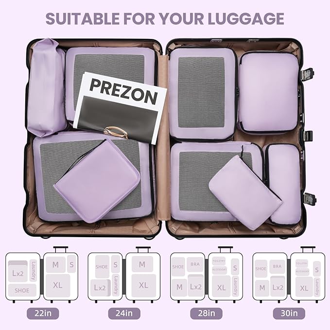 Mesh Packing Cubes for Travel, Durable Luggage Organizer with Sturdy Material and Double Zippers, Comprehensive Set for Trave