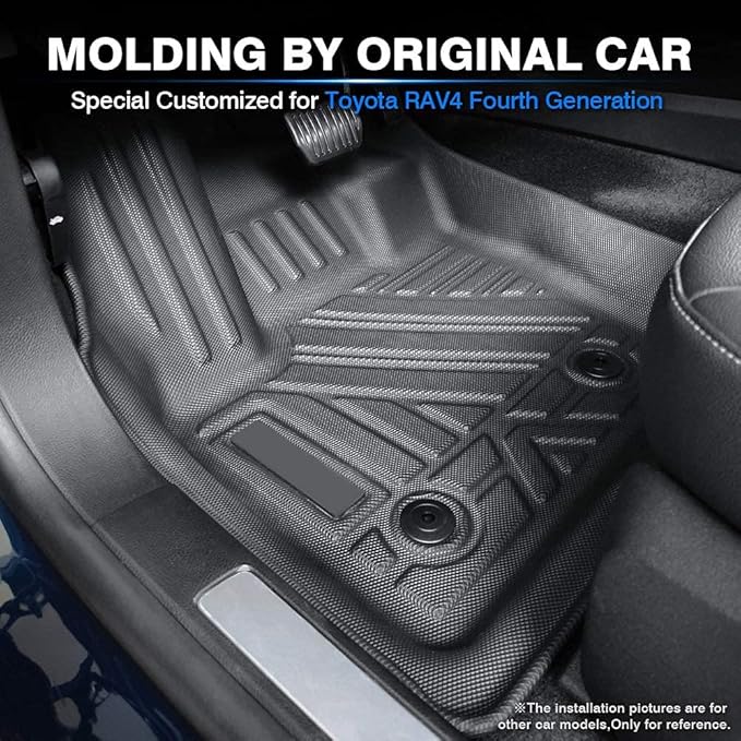 KUST Floor Mats for 2013-2018 Toyota RAV4 (Not for Hybrid or Prime), All Weather Floor Liners for RAV4 Accessories Rubber Front Rear 2 Row High Edge