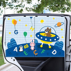Car Sun Shade for Baby - EOHMAK Car Side Window Sun Shade Cover Upgrade Double Opening Car Interior Curtain Sun Blocker Blind (Alphabet Planet, 2 Pack)