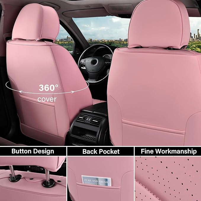 Coverado Car Seat Covers Full Set, 5 Seats Front Seat Cover and Back Seat Covers for Cars, Automotive Seat Covers Nappa Leath