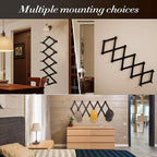 SCUNDA Accordion Wall Hanger with 16 Hooks, Wooden Wall Expandable Coat Rack for Coat, Hats, Baseball Caps, Coffee Mug, Jewel