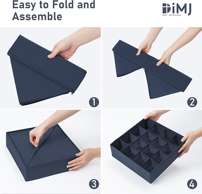DIMJ Sock Organizer Drawer Organizer - Closet Organization and Storage, Underwear Drawer Organizer for Storing Socks, Handker