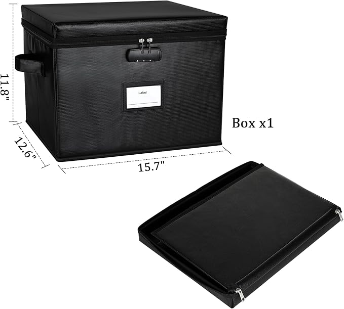 File Box Fireproof Document Box with Lock, Document Safe File Storage Organizer Boxes for Next of Kin Estate Planing Organize