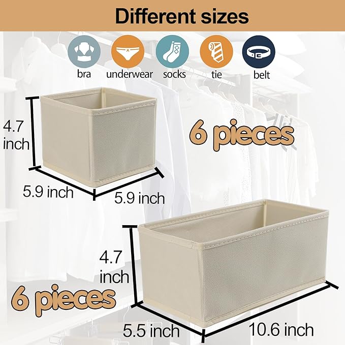 Fordonral Drawer Organizer Clothes, Foldable Fabric Dresser Organizer Closet Organizers and Storage Box for Underwear,Folded 