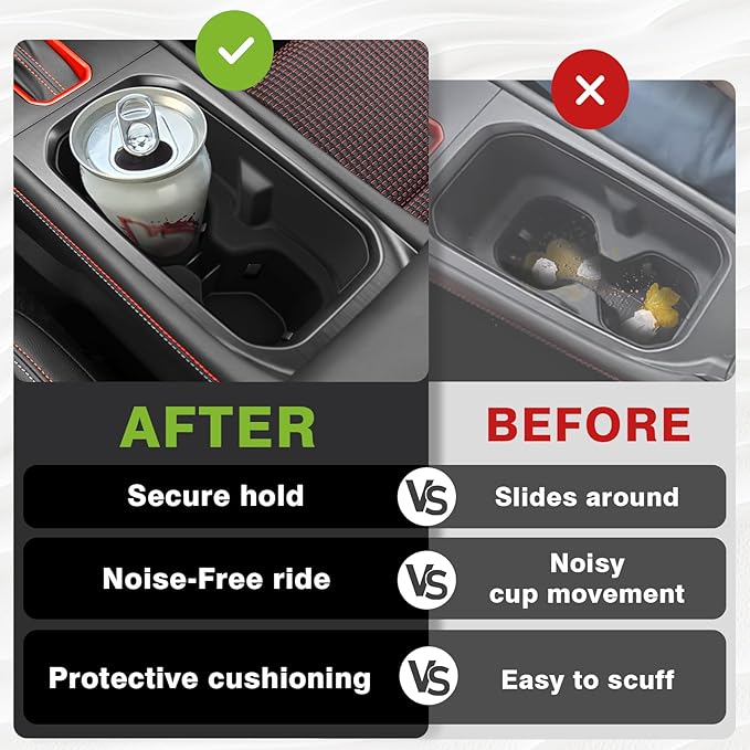Muslogy Center Console Cup Holder Inserts Compatible with 2025 2026 Nissan Kicks Accessories Middle Console Armrest Front Drink Stopper Non-Slip Silicone Rubber Organizer Drink Cup Holder Organizer
