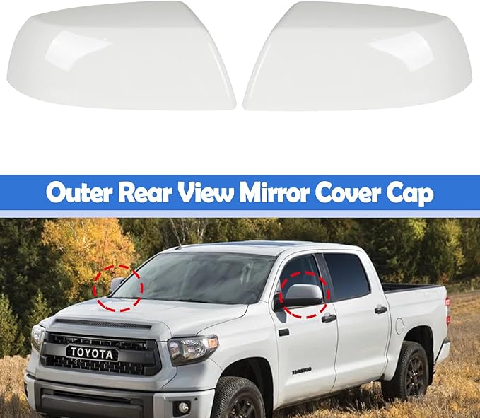 Osompar White Outer Rear View Mirror Cover Cap Front Driver Passeger Side for Toyota Tundra 2007-2021 Toyota Sequoia
