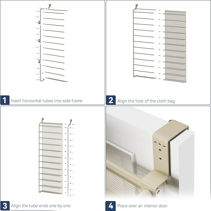 Whitmor 36 Pair Over The Door Shoe Organizer, 12 Tier Hanging Shoe Organizer, Heavy Duty Metal & Mesh Shoe Holder, Hanging Sh