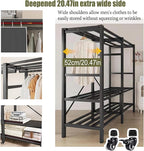 YTLEMON Heavy Duty Wardrobe Closet with Cover, Metal Rolling Clothes Rack, Foldable Portable Closet Organizer System Freestan