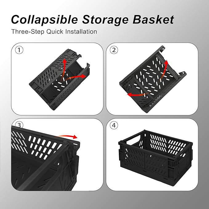 2 Pack Mini Foldable Small Plastic Baskets for Organizing and Storage，Collapsible Storage Crates,Mini Bins for Home Kitchen B