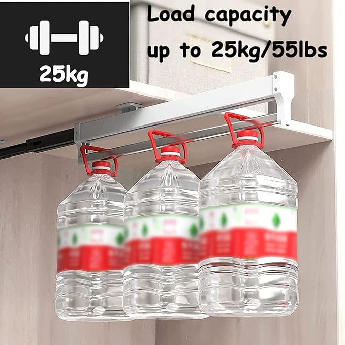 Pull Out Clothes Rail Extendable Pull Out Closet Rod - Adjustable Clothing Organizer Holder, 30-60Cm Clothes Rail for Wardrob