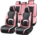 Coverado Car Seat Covers Full Set, Waterproof Nappa Leather Seat Covers for Car, Car Seat Protector with Lumbar Support, Auto