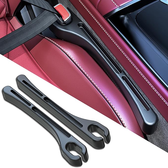 2PCS Car Seat Gap Filler Organizer, Car Seat Gap Organizer with Phone Holder, Car Accessories Car Side Seat Gap Filler for Prevent Falling (Black)