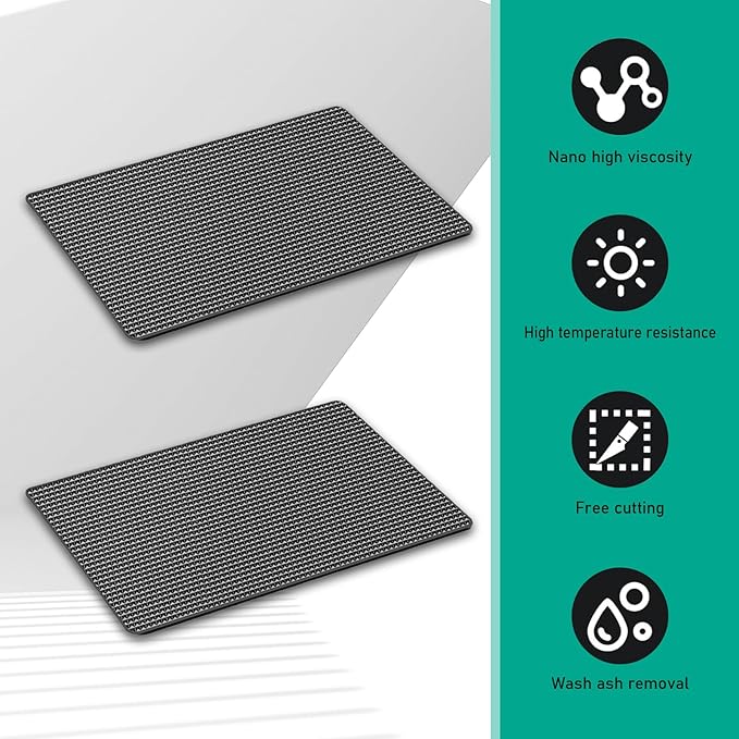 leechio 2 PCS Car Dashboard Anti-Slip Mat, 10.63" x 5.9" Grid Anti Slip and Heat-Resistant Instrument Dash Mat, Dashboard Acc