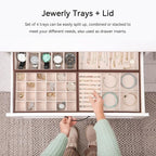 Voova Stackable Jewelry Organizer Tray with Lid, PU Leather Jewelry Storage Holder for Drawer Inserts, Jewellery Display Box 