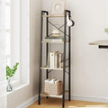 Hzuaneri Ladder Shelf, Bookshelf Bookcase, Freestanding Corner Storage Shelve with 2 Hooks for Home Office, Living Room, Kitc