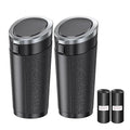 Car Trash Can with Lid, 2 Packs Leakproof Vehicle Garbage Bin, Compact Cup Holder Design, Includes 40 Trash Bags, Ideal for Car, Truck, Home, Office, Front & Back Seat Organizers (2-pack Silver)