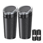 Car Trash Can with Lid, 2 Packs Leakproof Vehicle Garbage Bin, Compact Cup Holder Design, Includes 40 Trash Bags, Ideal for Car, Truck, Home, Office, Front & Back Seat Organizers (2-pack Silver)
