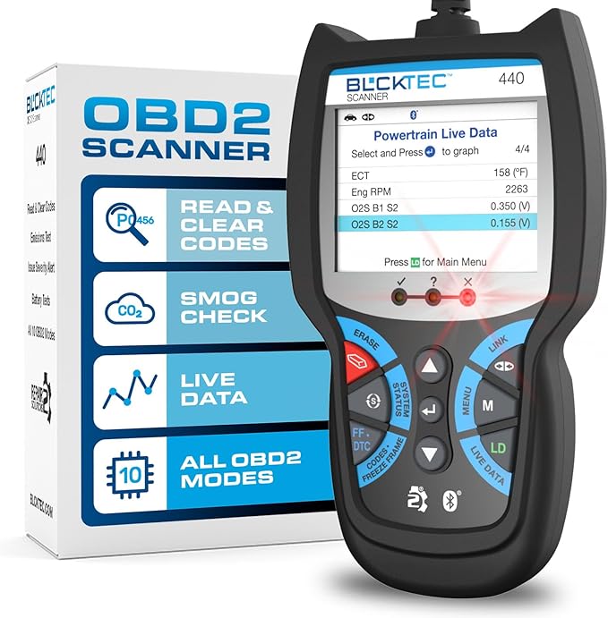 BLCKTEC 440 Bluetooth OBD2 Scanner Diagnostic Tool - Car Code Reader and Scanner for Car - Comes with Live Data -