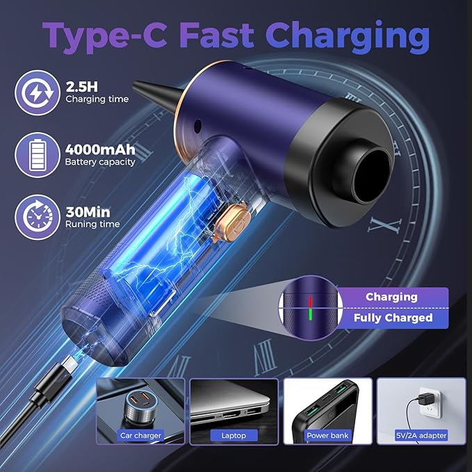 Handheld Car Vacuum Portable Cordless,18000PA High Power Vacuum Cleaner with Brushless Motor.7 in 1 Mini Hand Held Vacuum Rec
