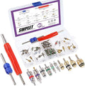Swpeet 102Pcs Air Conditioning Valve Core Accessories Kit, Including Assortment R12 R134a Valve Core Refrigeration Tire Valve