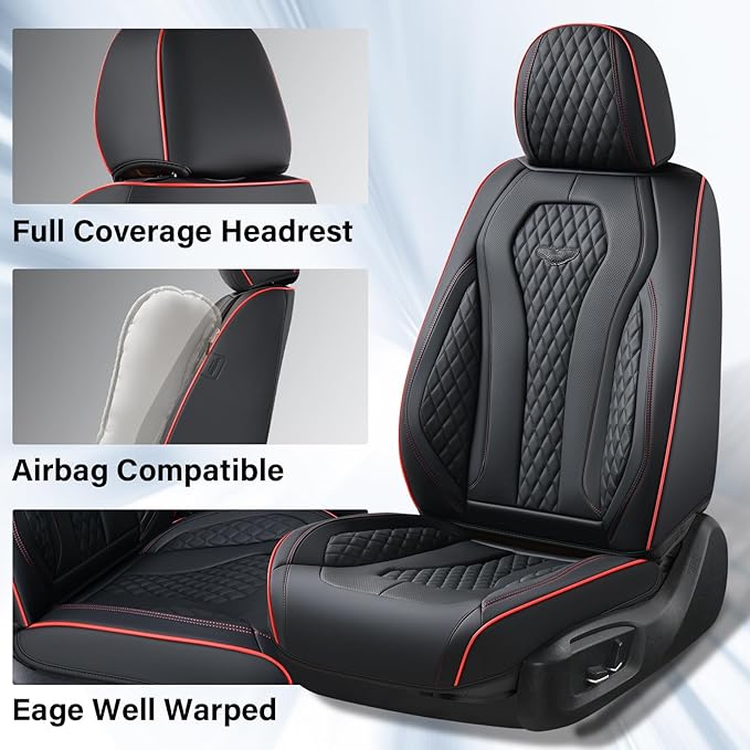 Coverado Car Seat Covers Full Set, Black Seat Covers, Waterproof Car Seat Cover, Car Seat Cushion, Car Seat Covers Front Seat