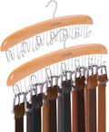 Belt Hanger Organizer for Closet: Ohuhu 2 Pack 12 Hooks Max 36 Belts Tie Rack Wooden Belt Holder for Storage 360 Degree Rotat