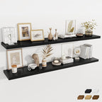 Fun Memories Black Deep Floating Shelves, 72 x 12 Inch Long Wall Shelves, Large Display Shelf & Storage Shelf, Wood Floating 