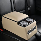 Coverado Car Center Console, Universal Rear Bench Seat Consoles, Truck Seat Organizer and Storage, Back Seat Car Organizer with Cup Holder, Large Storage Box, Central Armrest Box (Regular, Beige)