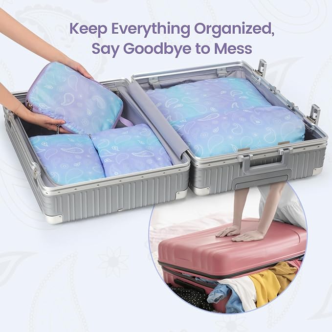 Cambond Compression Packing Cubes for Travel - Lightweight Expandable Travel Bags Luggage Organizers Travel Essentials Compre