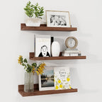 Axeman Picture Ledge Shelf | 16 Inch Walnut Floating Shelves Set of 3 | Rustic Wood Wall Shelves with Lip | 16" Walnut Pictur