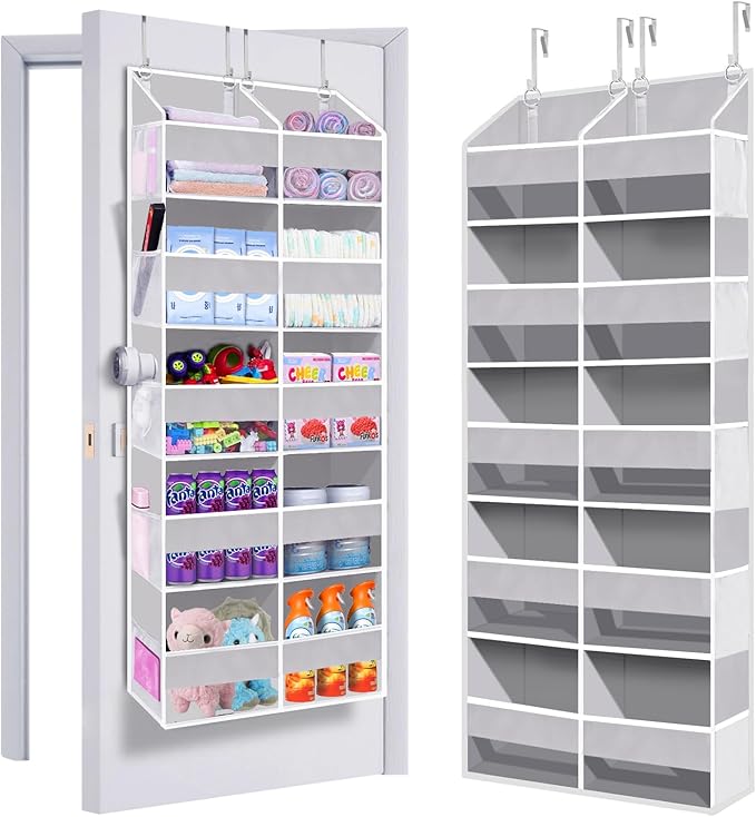 UVIAHOMI Heavy Duty Over The Door Organizer 5 Tiers, Extra Large Behind Door Storage of 10 Front & 10 Mesh Pockets, 80lb Weig