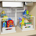 REALINN Under Sink Organizer, Pull Out Cabinet Organizer, 2 Tier Metal Slide Out Shelf with L Shaped Design, Under Cabinet St