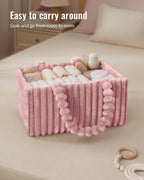 Blissful Diary Flannel Diaper Caddy Organizer, included Gift Packaging, Cozy Nursery Storage Basket, Gift for Baby Shower, Ne