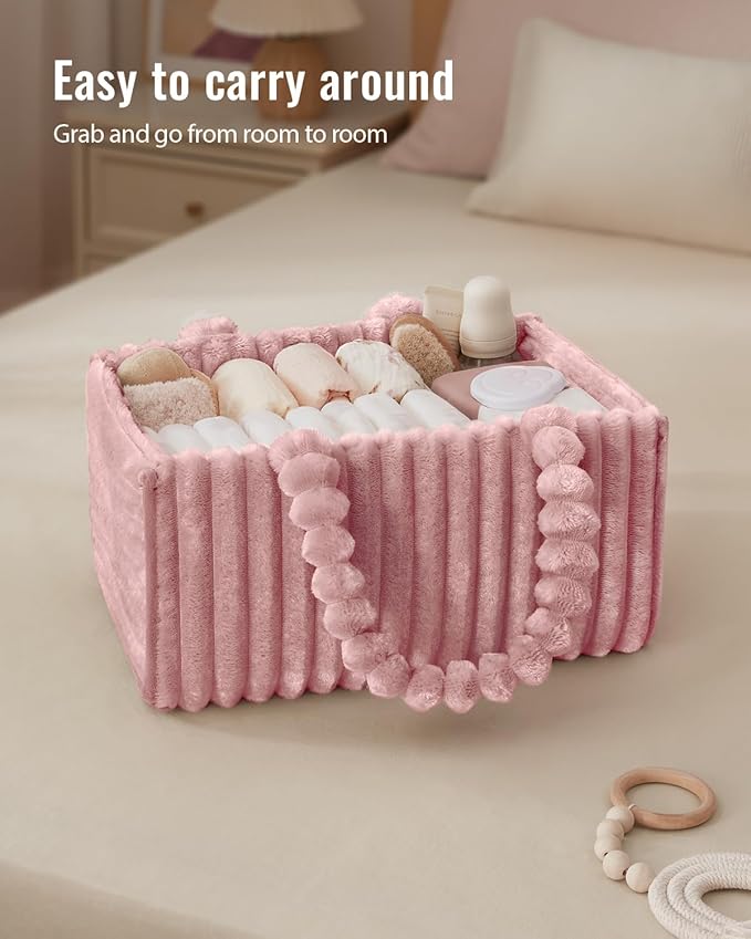 Blissful Diary Flannel Diaper Caddy Organizer, included Gift Packaging, Cozy Nursery Storage Basket, Gift for Baby Shower, Ne