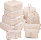 Mossio 9 Set Packing Cubes with Shoe Bag & Electronics Bag - Luggage Organizers Suitcase Travel Accessories
