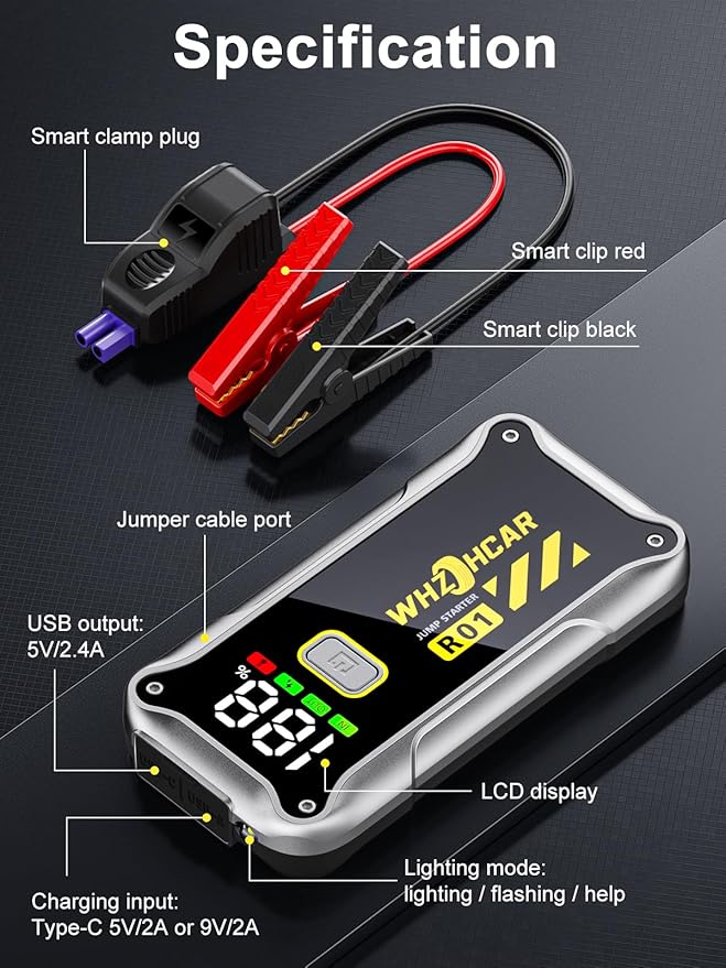 Car Jump Starter,12V 4000A Car Battery Jump Starter (9.0 Gas/7.5L Diesel) Fast Charging Portable Battery Pack with LCD