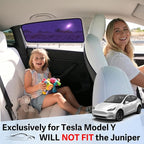 ZATOOTO Tesla Model 3 Car Window Shade for Baby, Bluish-Purple Static Cling Car Shades for Rear Window | Block Harsh Sunlight | UV Protection | Rear Window Sun Shade with Storage Bag | 2018-2025 |