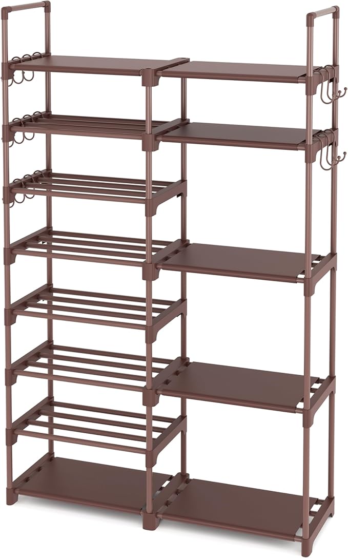 ROJASOP Shoe Rack Organizer, 8-Tier Metal Shoe Rack for Closet Entryway Garage, 26-32 Pairs Tall Shoe Boot Storage Shelf with