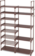 ROJASOP Shoe Rack Organizer, 8-Tier Metal Shoe Rack for Closet Entryway Garage, 26-32 Pairs Tall Shoe Boot Storage Shelf with
