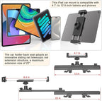Headrest Tablet Holder for Car Accessories, Crafted from aircraft-grade aluminum，Universal Car Tablet Mount with 22'' Extendsion Arm Car Seat Mount for iPad, Galaxy, Fire HD or 4.7-12.9” Tablets