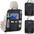 2PCS Car Backseat Organizer with 10" Tablet Holder, Waterproof Oxford Fabric Auto Back Seat Protector Kick Mat, Multi-Pocket Back Seat Organizer Storage, Travel Car Accessories (Large Pocket)