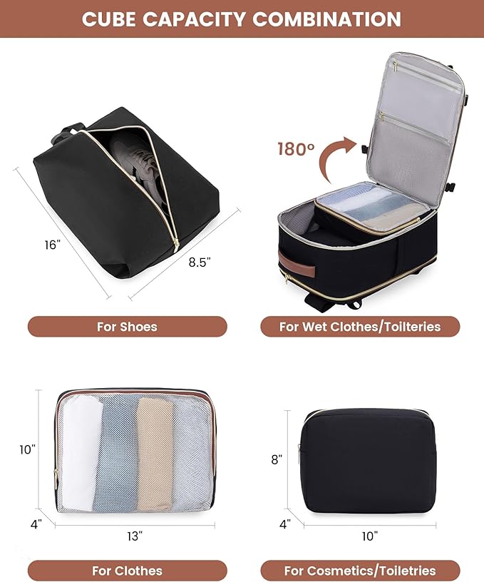 LOVEVOOK Large Travel Backpack for Women, TSA Carry on Backpack for Airplanes, 50L Personal Item Travel Bag for Women fits 17