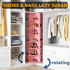 SpaceAid 7 Tier Rotating Shoe Rack Tower, Spinning Shoe Display Lazy Susan, Revolving 360 Shoe Rack Storage Round Carousel, V