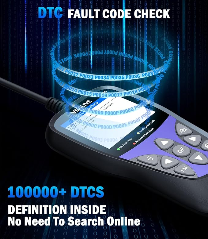 OBD2 Scanner Diagnostic Tool, VEHLIVE V850 Car Code Reader for Check Engine Light with Reset, I/M Readiness, Battery Tester,